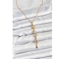 316L Çelik Zincir Gold Renk Güneş ve Enerji Model Kadın Y Kolye - TJ-BKO10668