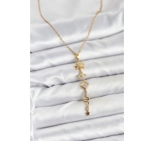 316L Çelik Zincir Gold Renk Güneş ve Enerji Model Kadın Y Kolye - TJ-BKO10668