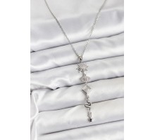 316L Çelik Zincir Gümüş Renk Güneş ve Enerji Model Kadın Y Kolye - TJ-BKO10669