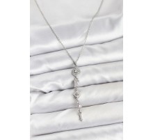 316L Çelik Zincir Gümüş Renk Kutup Yıldızı Enerji Model Kadın Y Kolye - TJ-BKO10673