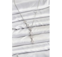 316L Çelik Zincir Gümüş Renk Yonca Model Kadın Kolye - TJ-BKO10675