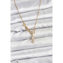 316L Çelik Zincir Gold Renk Kelebek Model Kadın Kolye TJ-BKO10676