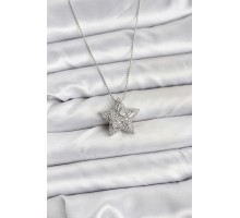 316L Çelik Zincir Gümüş Renk Zincirli Gümüş Yıldız Model Kadın Kolye - TJ-BKO10678