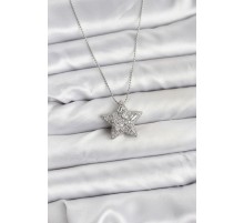 316L Çelik Zincir Gümüş Renk Zincirli Gümüş Yıldız Model Kadın Kolye - TJ-BKO10678