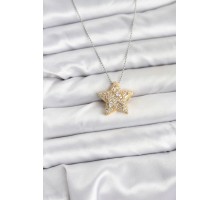 316L Çelik Zincir Gümüş Renk Zincirli Gold Yıldız Model Kadın Kolye - TJ-BKO10679