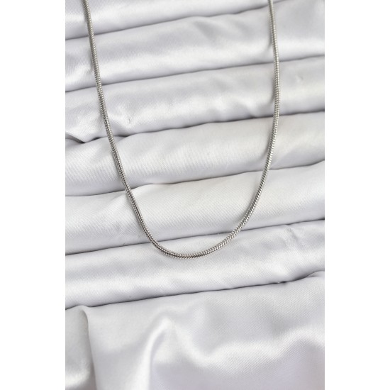 316L Çelik Zincir Gümüş Renk 60 cm Yılan Zincir Kadın Kolye - TJ-BKO10681