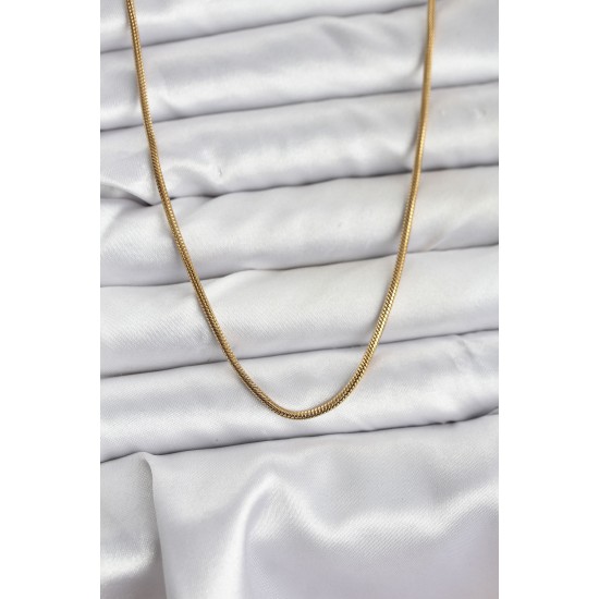 316L Çelik Zincir Gold Renk 60 cm Yılan Zincir Kadın Kolye - TJ-BKO10682
