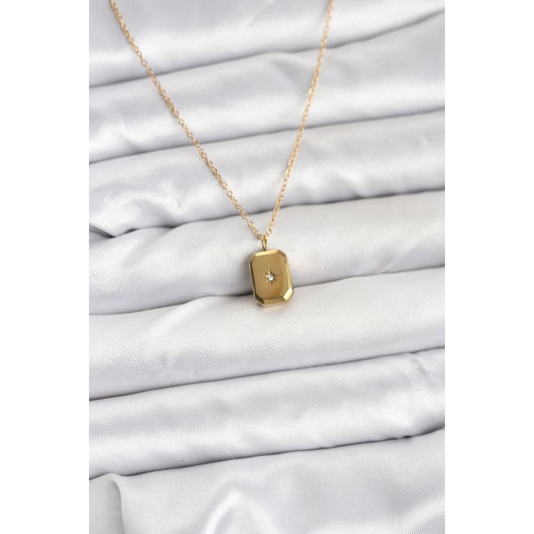 316L Çelik Zincir Gold Renk Minimal Kutup Yıldızı Model Kadın Kolye - TJ-BKO10683