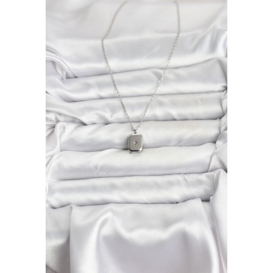 316L Çelik Zincir Gümüş Renk Minimal Kutup Yıldızı Model Kadın Kolye - TJ-BKO10684