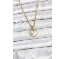 316L Çelik Zincir Gold Renk Bombeli Kalp Model Kadın Kolye - TJ-BKO10685