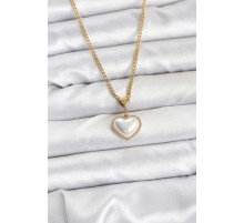 316L Çelik Zincir Gold Renk Bombeli Kalp Model Kadın Kolye - TJ-BKO10685