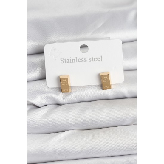 316L Çelik Gold Renk Külçe Altın Model Kadın Küpe - TJ-BKP11353