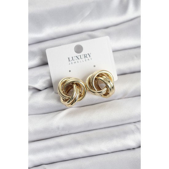 Pirinç Gold Renk Vintage Sarmal Model Kadın Küpe - TJ-BKP11358