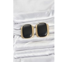 Pirinç Gold Renk Siyah Plaka Vintage Kadın Küpe - TJ-BKP11360