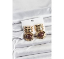 Pirinç Gold Kahverengi Renk Vintage Kadın Küpe - TJ-BKP11365