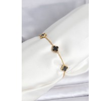 316L Çelik Gold Renk Siyah Baby Boy Yonca Bileklik - TJ-BB8083