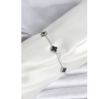 316L Çelik Gümüş Renk Siyah Baby Boy Yonca Bileklik - TJ-BB8084