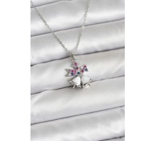 316L Çelik Zincir Gümüş Renk Chirtsmas Bell Model Yılbaşı Temalı Kadın Kolye - TJ-BKO10707