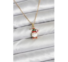 316L Çelik Zincir Gold Renk Yılbaşı Teması Kadın Kolye - TJ-BKO10708