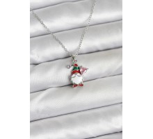 316L Çelik Zincir Gümüş Renk Yılbaşı Teması Kadın Kolye - TJ-BKO10709