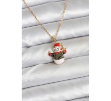 316L Çelik Zincir Gold Renk Kardan Adam Figürlü Yılbaşı Temalı Kadın Kolye - TJ-BKO10712