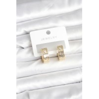 Pirinç Gold Renk Zirkon Taşlı Halka Kadın Küpe TJ-BKP11380