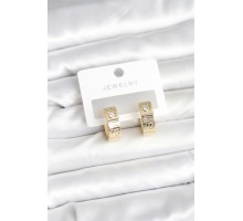 Pirinç Gold Renk Zirkon Taşlı Halka Kadın Küpe - TJ-BKP11380