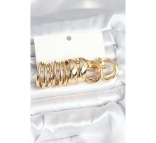 Pirinç Gold Renk 3 Çift Vintage Kadın Küpe Seti - TJ-BKP11382