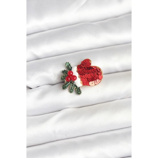 Kırmızı Model Yılbaşı Temalı Broş - TJ-BR473