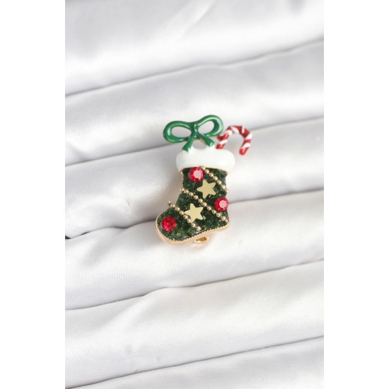 Yılbaşı Çorabı Temalı Broş - TJ-BR474