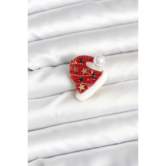 Kırmızı Şapka Model Yılbaşı Temalı Broş - TJ-BR475