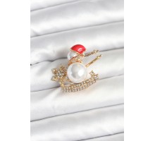 Kızaklı Kardan Adam Model Yılbaşı Temalı Broş - TJ-BR477