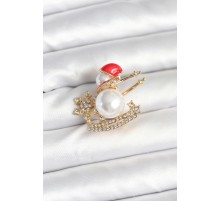 Kızaklı Kardan Adam Model Yılbaşı Temalı Broş - TJ-BR477