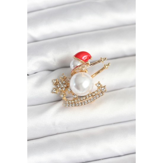 Kızaklı Kardan Adam Model Yılbaşı Temalı Broş - TJ-BR477