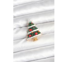 Süslü Çam Ağacı Model Yılbaşı Temalı Broş - TJ-BR478