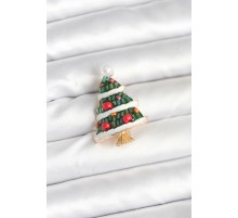 Süslü Çam Ağacı Model Yılbaşı Temalı Broş - TJ-BR478