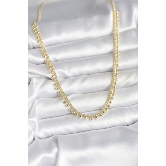 Pirinç Gold Renk Sıralı Topçuk Model Kadın Kolye - TJ-BKO10725