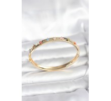 Pirinç Gold Renk Zirkon Taşlı Kelepçe Bileklik - TJ-BB8087