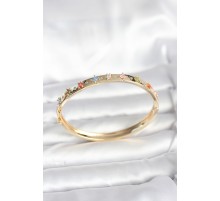 Pirinç Gold Renk Zirkon Taşlı Kelepçe Bileklik - TJ-BB8087