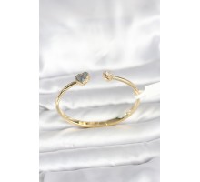 Pirinç Gold Renk Kalpli Model Kadın Kelepçe Bileklik - TJ-BB8089