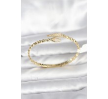Yılan Model Pirinç Gold Renk Kadın Kelepçe Bileklik - TJ-BB8091