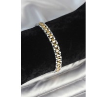 316L Çelik Gold ve Gümüş Renk 7 mm Kalınlık Erkek Bileklik - TJ-EB3764