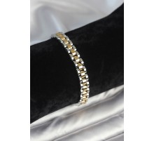 316L Çelik Gold ve Gümüş Renk 7 mm Kalınlık Erkek Bileklik - TJ-EB3764