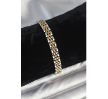 316L Çelik 7 mm Kalınlıkta Gold ve Gümüş Renkli Erkek Bileklik - TJ-EB3766