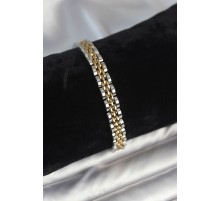 316L Çelik 7 mm Kalınlıkta Gold ve Gümüş Renkli Erkek Bileklik - TJ-EB3766