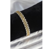 316L Çelik 9 mm Kalınlıkta Gold ve Gümüş Renkli Erkek Bileklik - TJ-EB3772