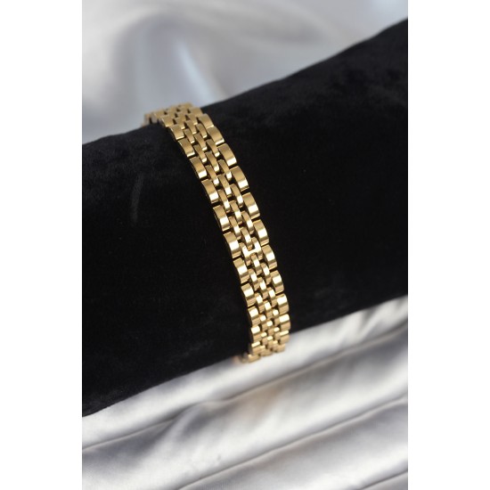 316L Çelik 9 mm Kalınlıkta Gold Renkli Erkek Bileklik - TJ-EB3773