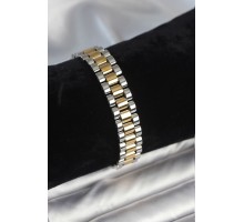 316L Çelik Gold ve Gümüş Renk 12 mm Kalınlık Erkek Bileklik - TJ-EB3775
