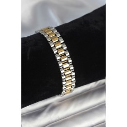 316L Çelik Gold ve Gümüş Renk 12 mm Kalınlık Erkek Bileklik TJ-EB3775