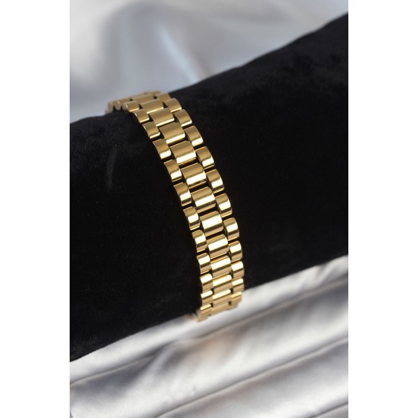 316L Çelik Gold Renk 12 mm Kalınlık Erkek Bileklik - TJ-EB3776